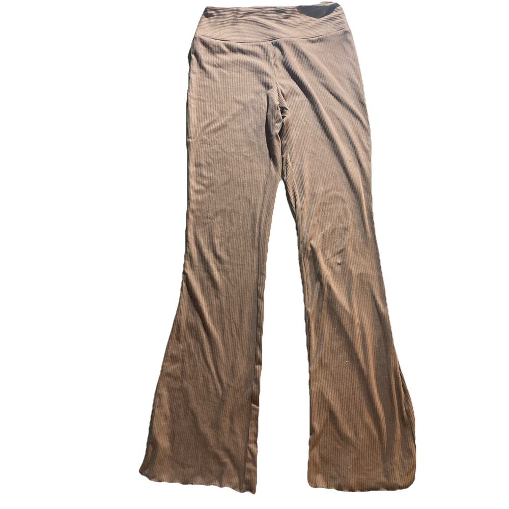 Y2K Athleisure Flare Yoga Pants SO Favorite Flare Ribbed Brown M Lettuce Hem